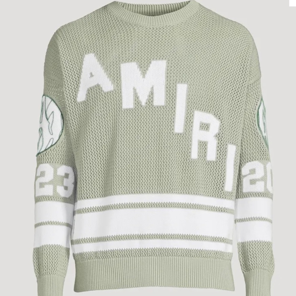 AMIRI Cotton Mesh Sweater With Hockey Logo